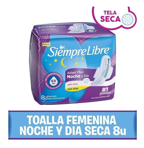 Siempre Libre Adapt Plus Noche Día C/Alas Toallitas Fem x 8U #1