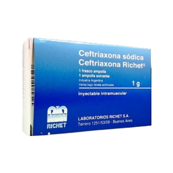 Laboratorios Richet Ceftriaxona Richet Ceftriaxona 1 g Intramuscular x 1 Frasco Ampolla + 1 Ampolla Solvente #1