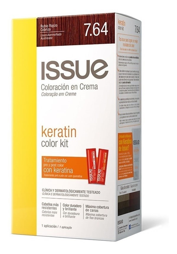 Issue Kit Tintura en Crema Keratin Color 7.64 Rubio Rojizo Cobrizo alt