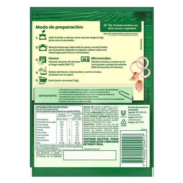 Condimento Sabor Al Horno Knorr Cebolla Y Ajo 21 g alt