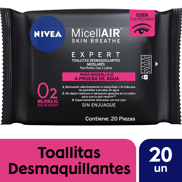 Nivea Toallitas Desmaquillantes  micellair Expert a Prueba de Agua 20 Unidades #1