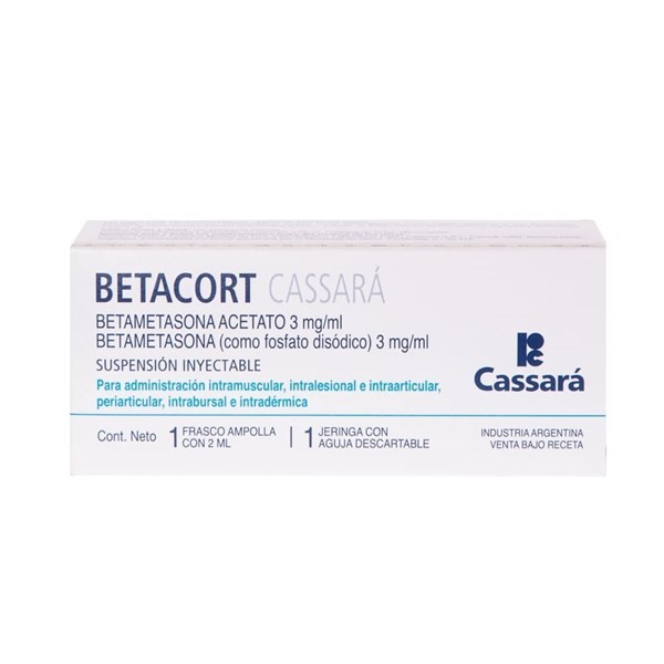 Betacort Iny Cassara Betametasona (Acet.Y Fosf.Disod) + Jeringa x 1 Frasco Ampolla x 2 ml #1