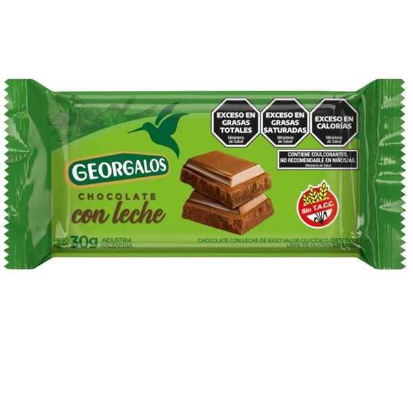 Chocolate Con Leche Georgalos Sin Azucares x 30 g