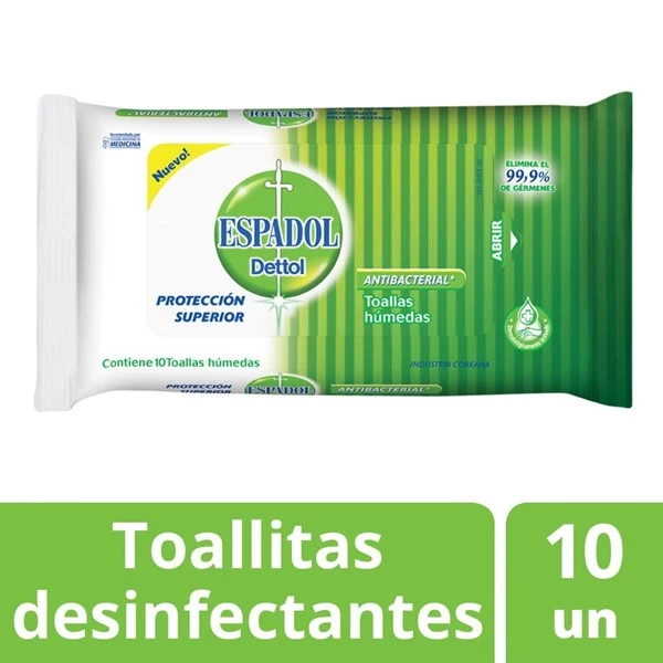 Espadol Toallas Antibacteriales (10 Unidades)
