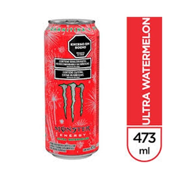 Bebida Energizante Sin Azúcar Monster Watermelon en Lata 473 ml #1