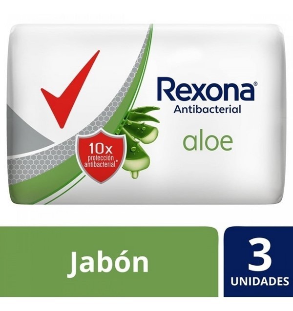 Rexona Aloe Antibacterial Jabón Barra 3 Unidades X 90 G