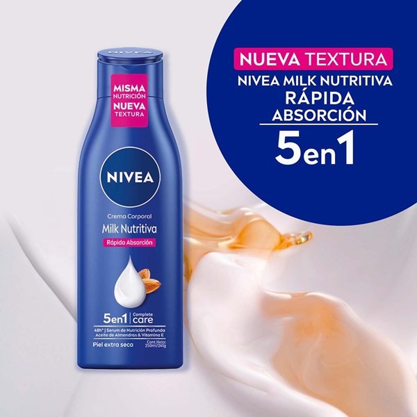 Crema Corporal Nivea Milk Nutritiva Piel Extra Seca 250ml alt