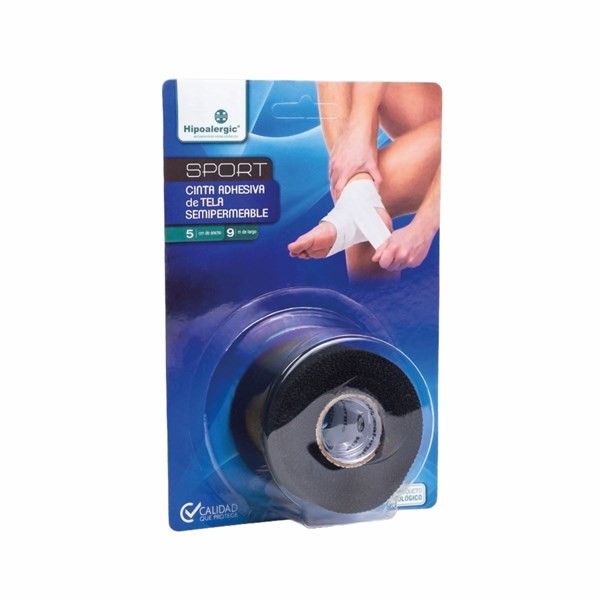 Hipoalergic Cinta Adhesiva de Tela Semipermeable Sport 5 cm x 9 m Negra (1 Unidad) alt