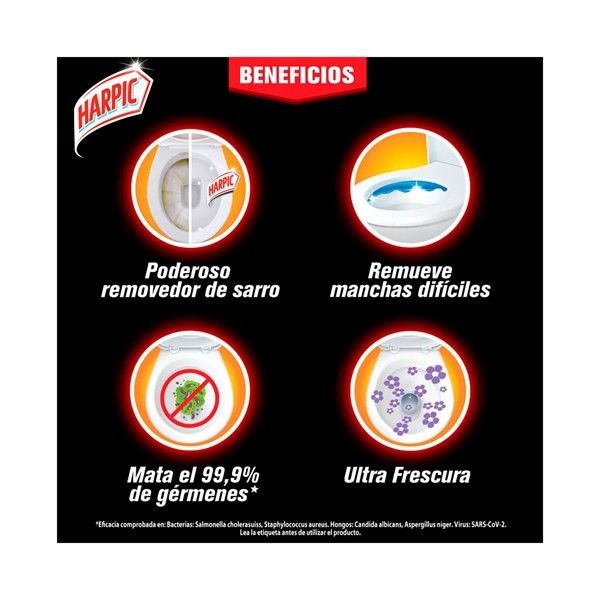 Gel Limpiador Desinfectante Para Inodoros Harpic Power Plus Frescura Floral 500 ml. alt