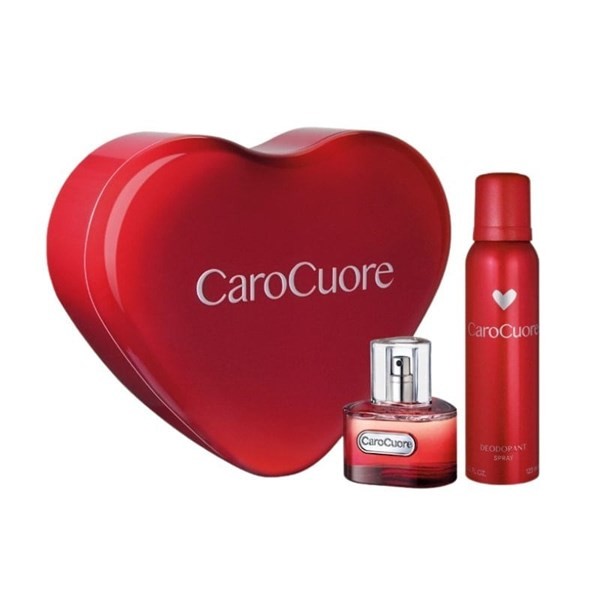 Set Caro Cuore Edt 60 ml + Desodorante 123 ml en Lata Corazón Clásica Tamaño 3 Unid