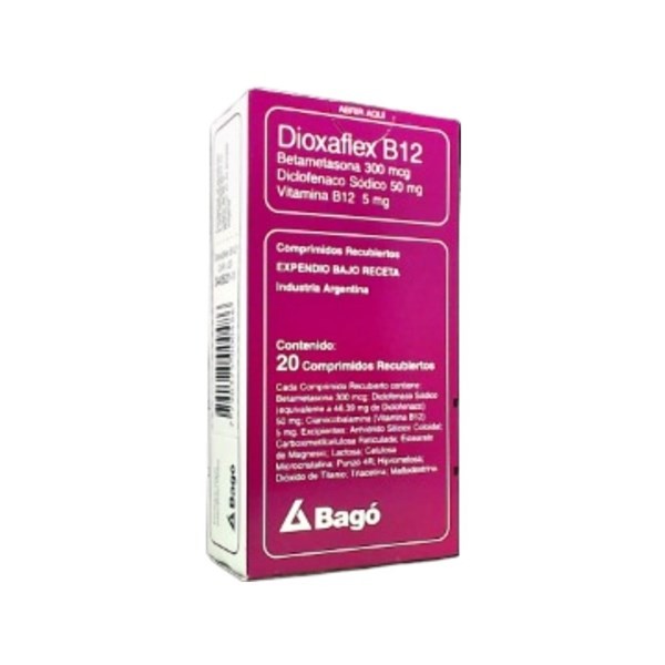 Bagó Dioxaflex B12 Betametasona 300 Mg + Diclofenac Sódico 50 Mg + Asoc. x 20 Comp #1