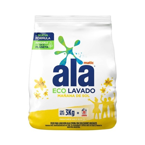 Jabón en Polvo Ala Matic Mañana de Sol Con Perlas Suavizantes 3 kg #1