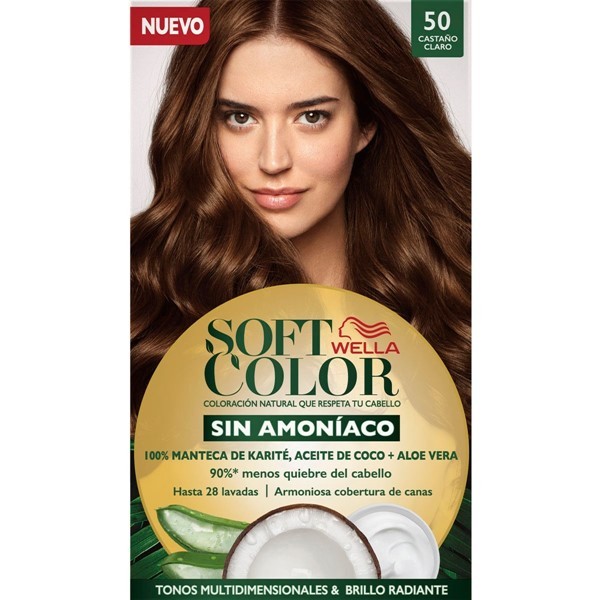 Wella Soft Color Tintura Kit Completo Sin Amoniaco 50 Castaño Claro #1