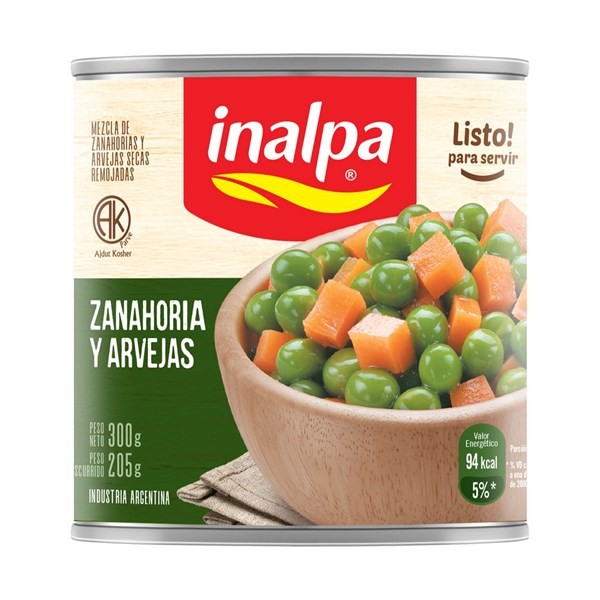 Mix De Arvejas Y Zanahoria Inalpa 300 G. #1