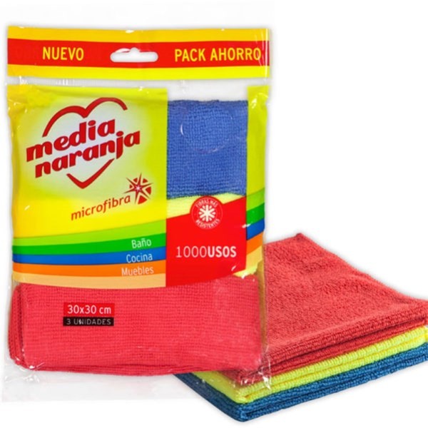 Set de Paños de Microfibra Media Naranja 30 x 30 cm x 3 U. #1