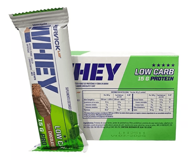 Whey Low Carb Protein Bar Mervick 12 Unidades Snack Proteico Sabor Chocolate/Café alt