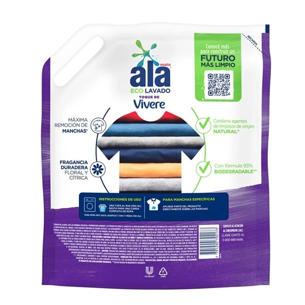 Jabon Líquido Ala Eco Lavado Vivere x 3000 ml alt