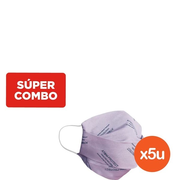 Combo Atom Protect Barbijo Conicet Niños (De 6 a 9 Años) x 5 un