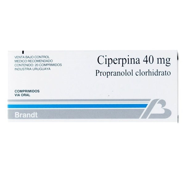 Ciperpina 40 Mg | 20 comprimidos | Propranolol clorhidrato #1