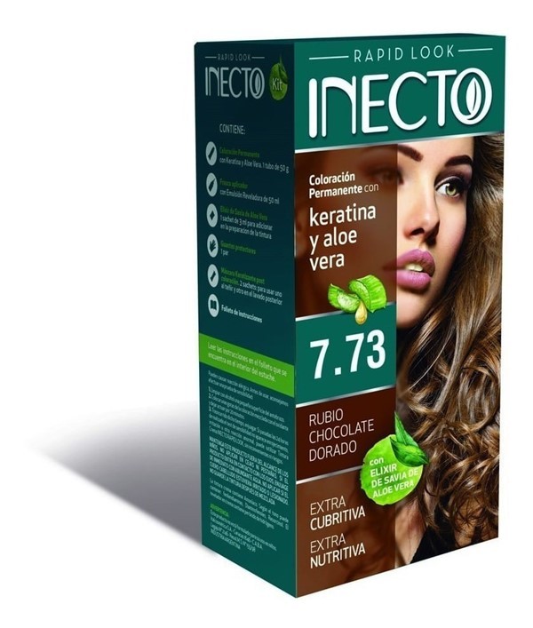 Inecto Kit Coloración Permanente Con Keratina Y Aloe Vera 8.73 Rubio Claro Chocolate