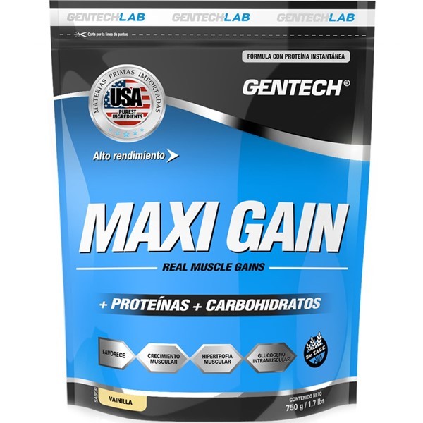 Gentech Suplemento Dietario Maxi Gain en Polvo Sabor Vainilla x 750 gr #1