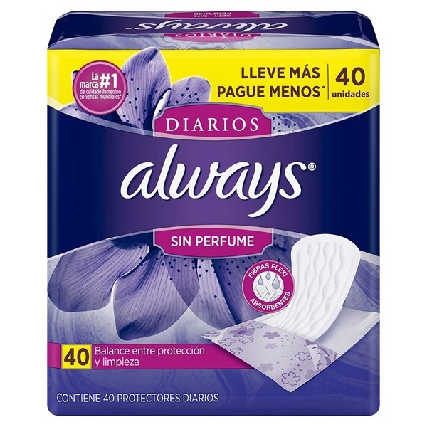 Always Protectores Diarios Sin Perfume (40 Unidades) alt