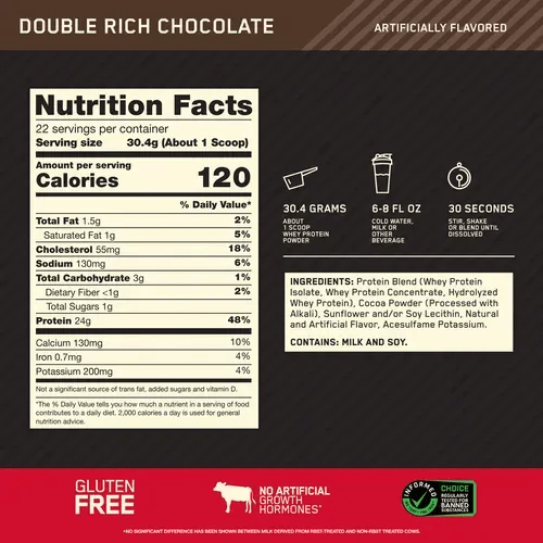Optimum Nutrition On Proteína Gold Standard 100% Whey x 1.5 Lb Sabor Double Rich Chocolate alt