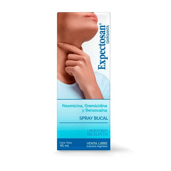 Expectosan Garganta | Spray Bucal 45 ml | Neomicina + Gramicidina + Benzocaína 