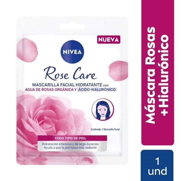 Mascarilla Facial de Tela Nivea Rose Care Hidratante 1 Unidad alt