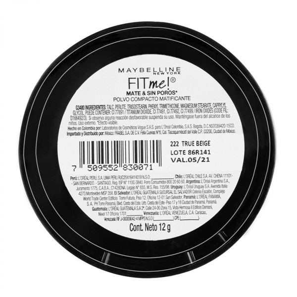 Maybelline Polvo Compacto Matificante Fit Me 12 gr True Beige 222 alt
