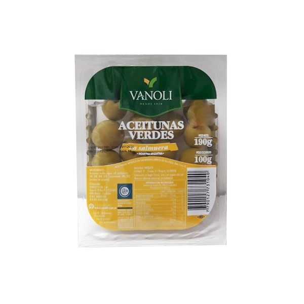 Aceitunas Verdes Número 1 Vanoli 100 G.