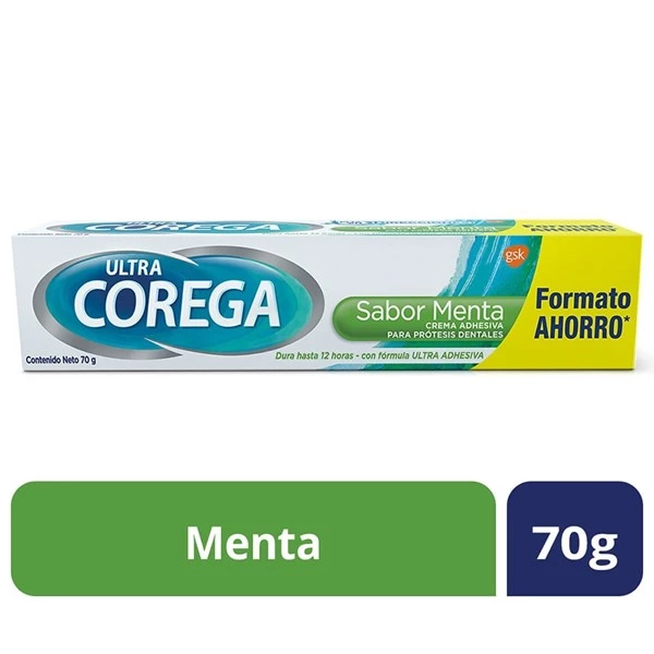 Corega Adhesivo Para Prótesis Dentales Ultra Crema Sabor Menta 70 gr
