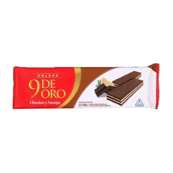 Oblea 9 De Oro Chocolate Relleno Naranja 100 Gr #1