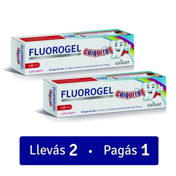 Fluorogel Gel Dental Con Fluor Chiquitos 60 gr (Pack 2 Unidades) alt