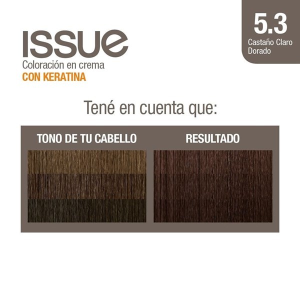 Issue Tintura Keratina Reparación N°5.3 Castaño Claro Dorado alt