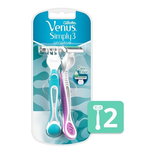 Maquina Desechable Venus Simply 3 Sensitive Pack 2 Un