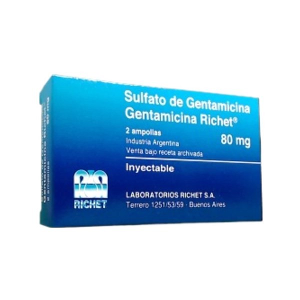 Laboratorios Richet Gentamicina Sulfato Richet 80 Mg Inyección Ampolla x 2 x 2 ml #1