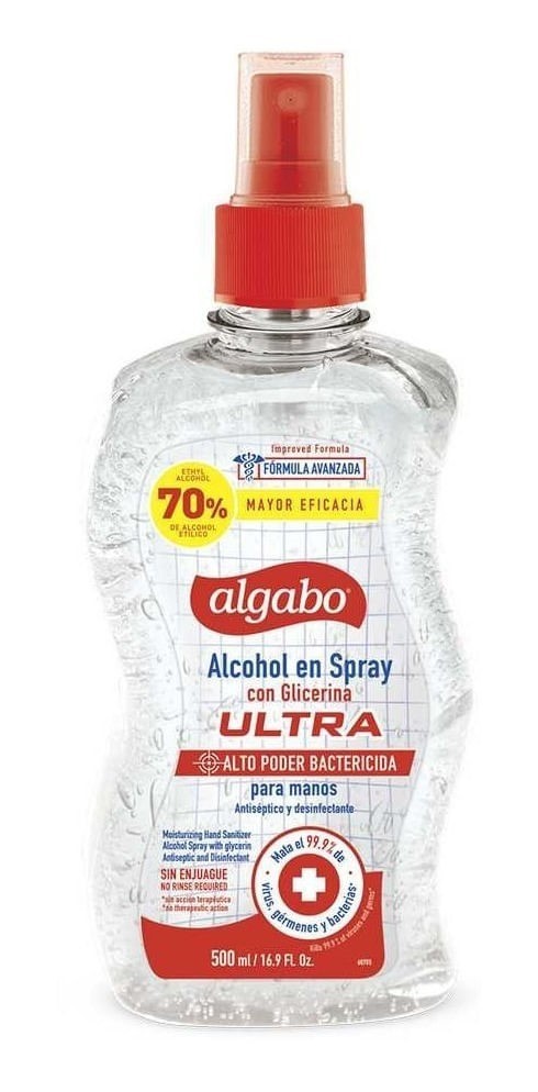 Algabo Ultra Alcohol 70% Para Manos Glicerina Spray x 500 ml #1