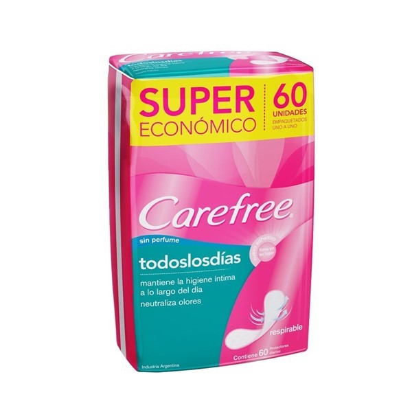 Carefree Protectores Diarios Sin Perfume x 60 un alt