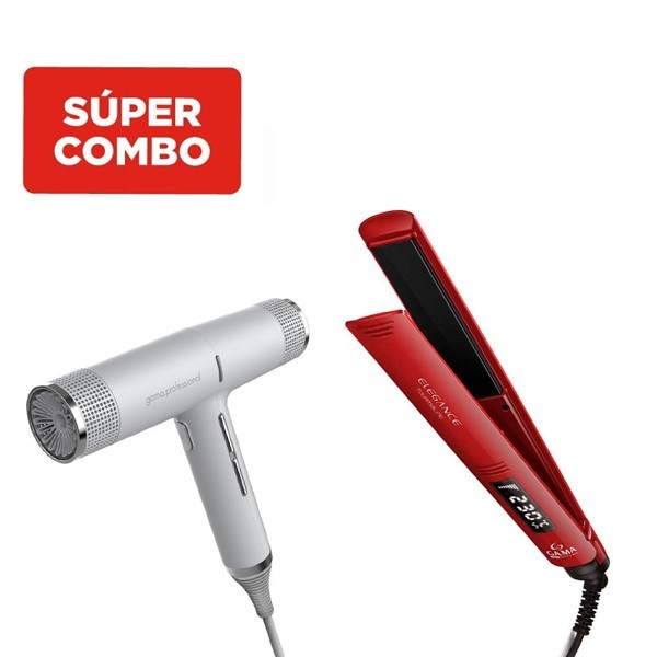 Combo Gama Secador de Pelo Iq Perfetto + Planchita de Cabello Elegance Digital Patines Long #1