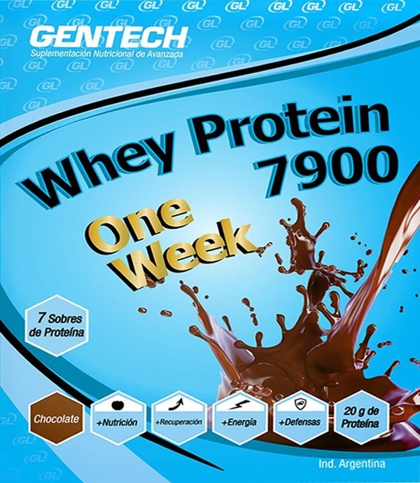Gentech Suplemento Dietario Whey Protein 7900 Sabor Chocolate x 7 Sobres alt