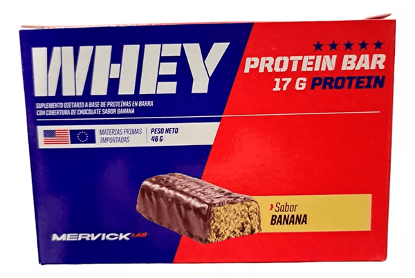 Whey Protein Bar 12 Unidades Mervick-lab 46 Gr Barra Proteica Sabor Banana #1