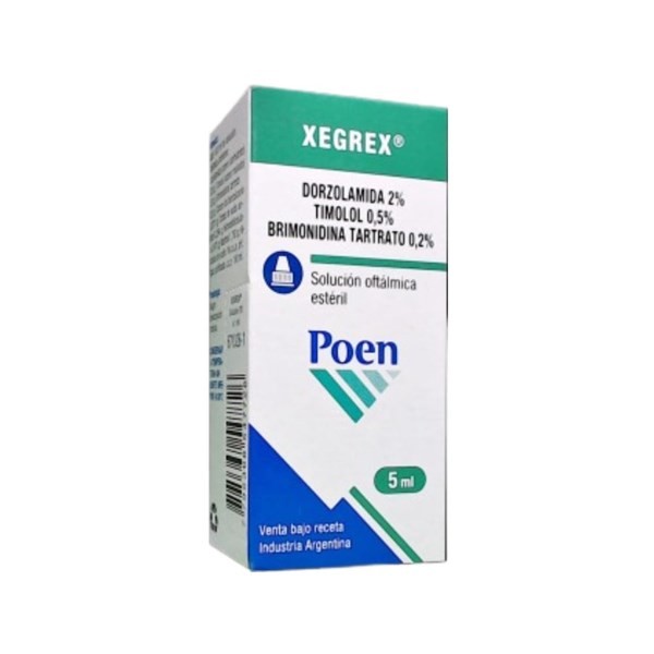 Poen Xegrex Dorzolamida + Timolol + Brimonidina Solución Oftálmicax 5 ml Tipo de Receta Opcional
