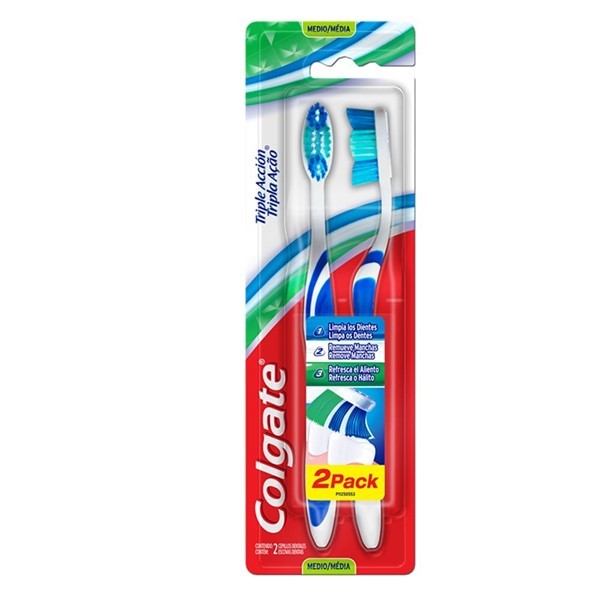 Colgate Cepillo Dental Triple Acción Medio 2 Unidades Promo Precio Especial alt