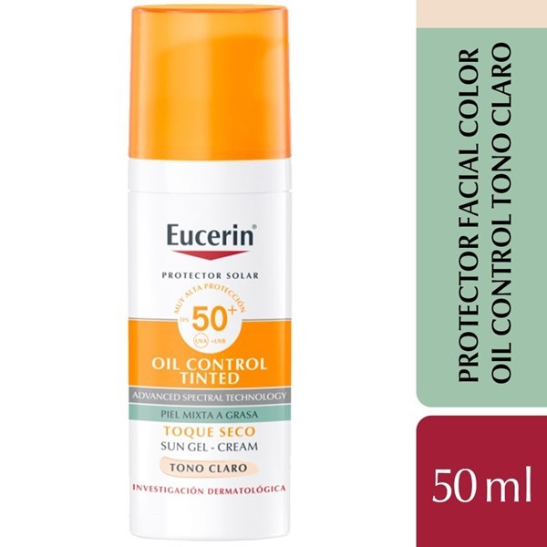 Eucerin Protector Solar Oil Control Sun Face Toque Seco Tono Claro Fps 50 50 ml