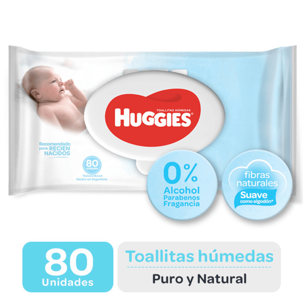 Huggies Toallas Húmedas Puro Y Natural (80 Unidades)