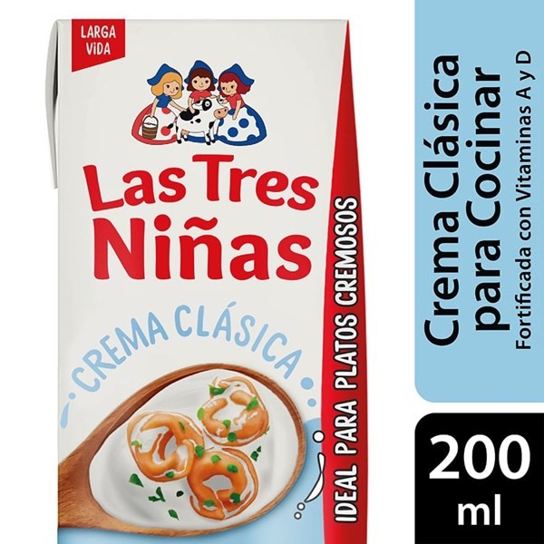 Crema De Leche Las Tres Niñas Uat Para Cocinar 200 Cc.