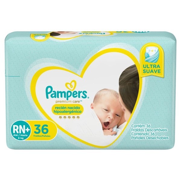 Pampers Pañales Premium Care Talle Rn+ (36 Unidades) alt