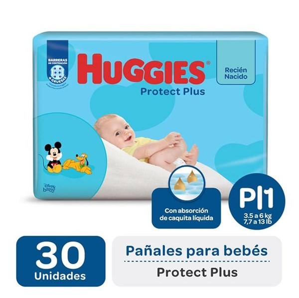 Huggies Pañal Protec Plus Talle P (30 Unidades) #1