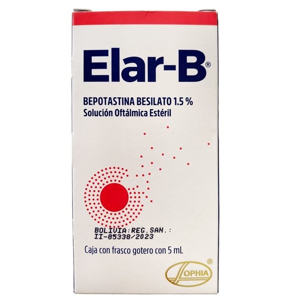Elar-B 1.5 Mg | Solución oftálmica estéril | 5 mL | Bepotastina Besilato #1